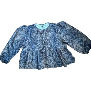 Boohoo Leopard Print Tie-Front Peplum Blouse – NWT – Size 20